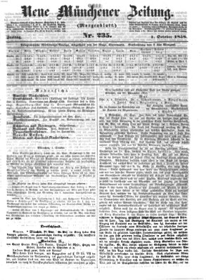 Neue Münchener Zeitung (Süddeutsche Presse) Freitag 1. Oktober 1858