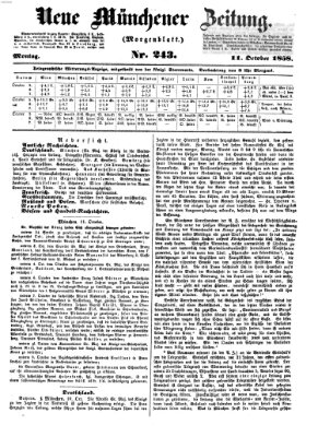 Neue Münchener Zeitung (Süddeutsche Presse) Montag 11. Oktober 1858