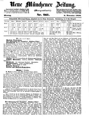 Neue Münchener Zeitung (Süddeutsche Presse) Montag 8. November 1858