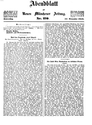 Neue Münchener Zeitung (Süddeutsche Presse) Donnerstag 11. November 1858