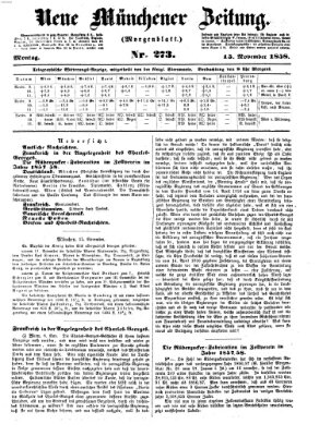 Neue Münchener Zeitung (Süddeutsche Presse) Montag 15. November 1858