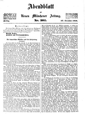 Neue Münchener Zeitung (Süddeutsche Presse) Freitag 17. Dezember 1858