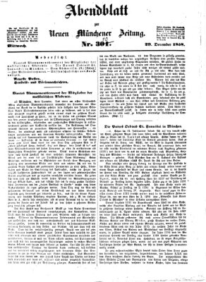Neue Münchener Zeitung (Süddeutsche Presse) Mittwoch 29. Dezember 1858