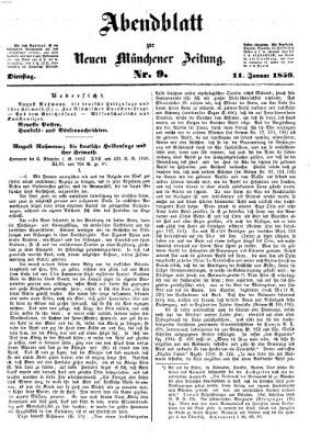 Neue Münchener Zeitung (Süddeutsche Presse) Dienstag 11. Januar 1859