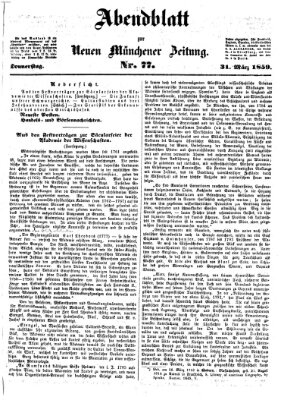 Neue Münchener Zeitung (Süddeutsche Presse) Donnerstag 31. März 1859