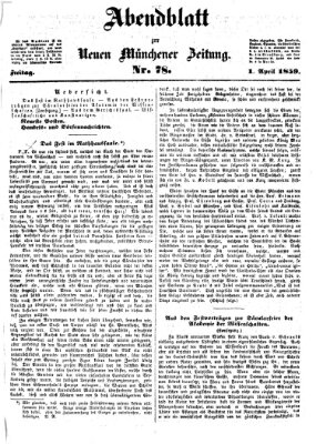 Neue Münchener Zeitung (Süddeutsche Presse) Freitag 1. April 1859