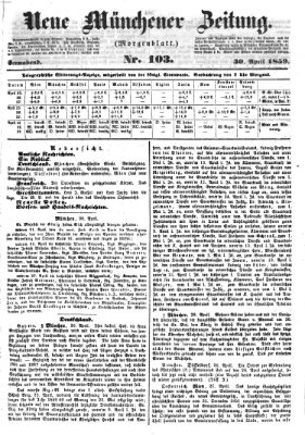 Neue Münchener Zeitung (Süddeutsche Presse) Samstag 30. April 1859