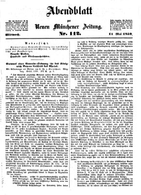 Neue Münchener Zeitung (Süddeutsche Presse) Mittwoch 11. Mai 1859