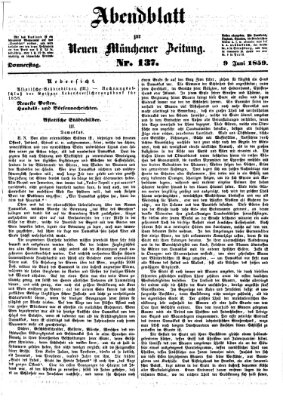 Neue Münchener Zeitung (Süddeutsche Presse) Donnerstag 9. Juni 1859