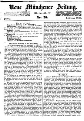 Neue Münchener Zeitung (Süddeutsche Presse) Freitag 3. Februar 1860