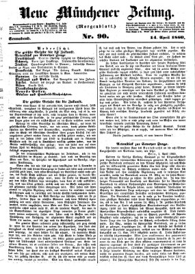 Neue Münchener Zeitung (Süddeutsche Presse) Samstag 14. April 1860