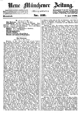 Neue Münchener Zeitung (Süddeutsche Presse) Samstag 9. Juni 1860