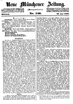 Neue Münchener Zeitung (Süddeutsche Presse) Mittwoch 20. Juni 1860