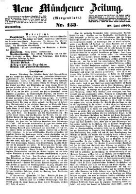 Neue Münchener Zeitung (Süddeutsche Presse) Donnerstag 28. Juni 1860