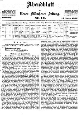 Neue Münchener Zeitung (Süddeutsche Presse) Donnerstag 19. Januar 1860