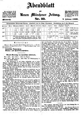Neue Münchener Zeitung (Süddeutsche Presse) Mittwoch 8. Februar 1860