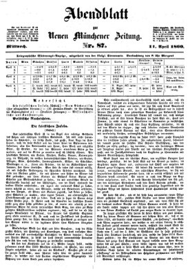 Neue Münchener Zeitung (Süddeutsche Presse) Mittwoch 11. April 1860