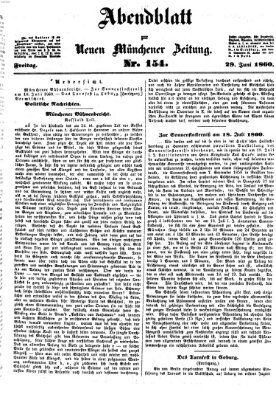 Neue Münchener Zeitung (Süddeutsche Presse) Freitag 29. Juni 1860