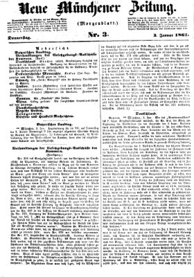 Neue Münchener Zeitung (Süddeutsche Presse) Donnerstag 3. Januar 1861
