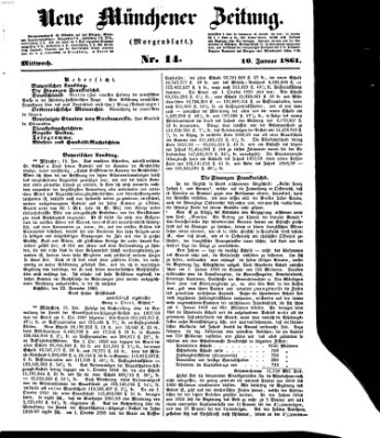 Neue Münchener Zeitung (Süddeutsche Presse) Mittwoch 16. Januar 1861