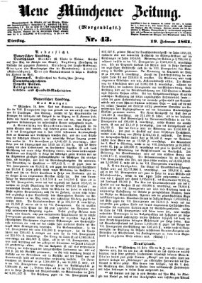Neue Münchener Zeitung (Süddeutsche Presse) Dienstag 19. Februar 1861