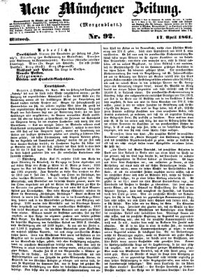 Neue Münchener Zeitung (Süddeutsche Presse) Mittwoch 17. April 1861