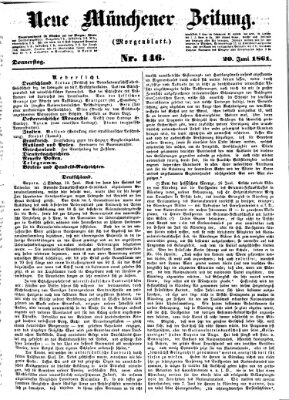 Neue Münchener Zeitung (Süddeutsche Presse) Donnerstag 20. Juni 1861