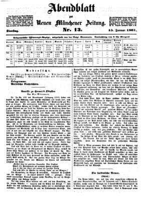 Neue Münchener Zeitung (Süddeutsche Presse) Dienstag 15. Januar 1861
