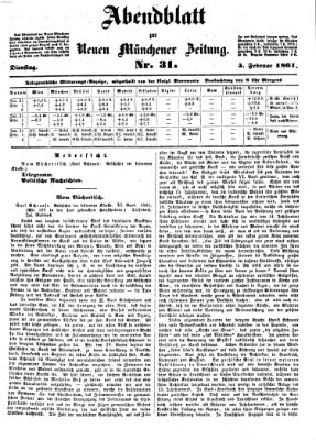 Neue Münchener Zeitung (Süddeutsche Presse) Dienstag 5. Februar 1861