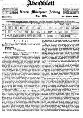 Neue Münchener Zeitung (Süddeutsche Presse) Donnerstag 14. Februar 1861
