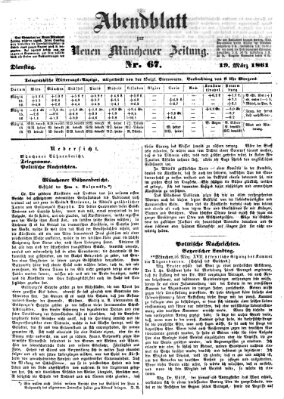 Neue Münchener Zeitung (Süddeutsche Presse) Dienstag 19. März 1861