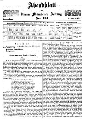 Neue Münchener Zeitung (Süddeutsche Presse) Donnerstag 6. Juni 1861