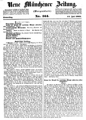 Neue Münchener Zeitung (Süddeutsche Presse) Donnerstag 11. Juli 1861