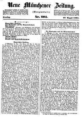 Neue Münchener Zeitung (Süddeutsche Presse) Dienstag 27. August 1861