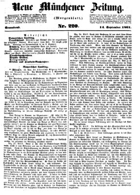 Neue Münchener Zeitung (Süddeutsche Presse) Samstag 14. September 1861
