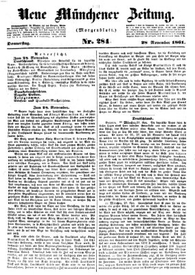 Neue Münchener Zeitung (Süddeutsche Presse) Donnerstag 28. November 1861