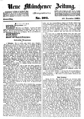 Neue Münchener Zeitung (Süddeutsche Presse) Donnerstag 19. Dezember 1861