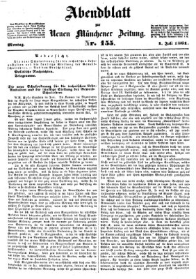 Neue Münchener Zeitung (Süddeutsche Presse) Montag 1. Juli 1861