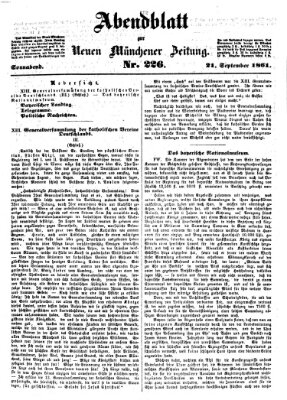 Neue Münchener Zeitung (Süddeutsche Presse) Samstag 21. September 1861