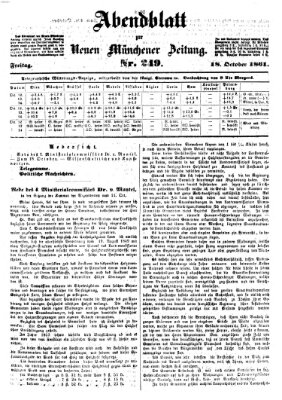 Neue Münchener Zeitung (Süddeutsche Presse) Freitag 18. Oktober 1861
