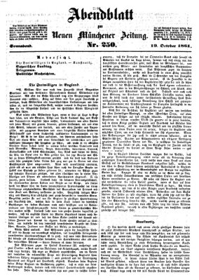 Neue Münchener Zeitung (Süddeutsche Presse) Samstag 19. Oktober 1861