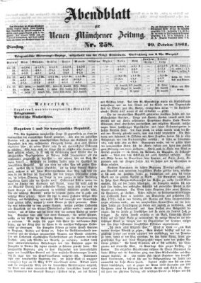 Neue Münchener Zeitung (Süddeutsche Presse) Dienstag 29. Oktober 1861