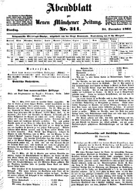 Neue Münchener Zeitung (Süddeutsche Presse) Dienstag 31. Dezember 1861