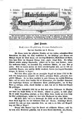 Neue Münchener Zeitung (Süddeutsche Presse) Samstag 5. Oktober 1861