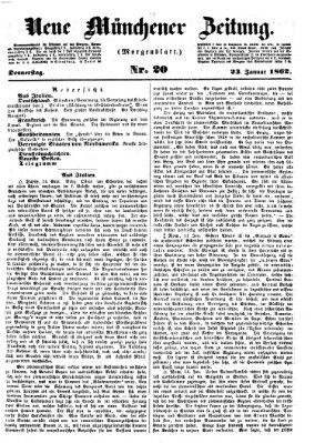 Neue Münchener Zeitung (Süddeutsche Presse) Donnerstag 23. Januar 1862