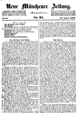 Neue Münchener Zeitung (Süddeutsche Presse) Freitag 24. Januar 1862