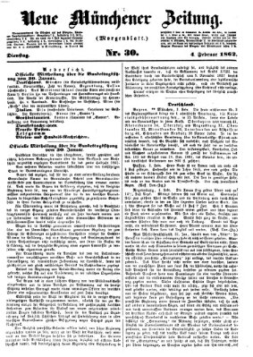 Neue Münchener Zeitung (Süddeutsche Presse) Dienstag 4. Februar 1862