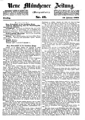 Neue Münchener Zeitung (Süddeutsche Presse) Dienstag 18. Februar 1862