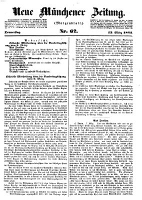Neue Münchener Zeitung (Süddeutsche Presse) Donnerstag 13. März 1862