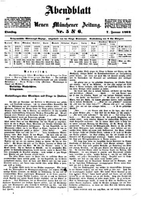 Neue Münchener Zeitung (Süddeutsche Presse) Dienstag 7. Januar 1862